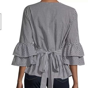 beachlunchlounge Arianna Black White Gingham Wrap Top